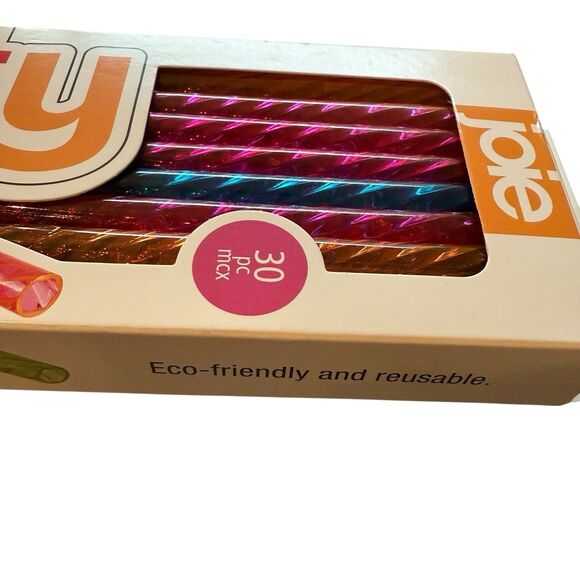 Joie Twisty Straws, 30 Pc Rainbow, Reusable & Eco-Friendly With Cleaning Brush - Picture 1 of 5